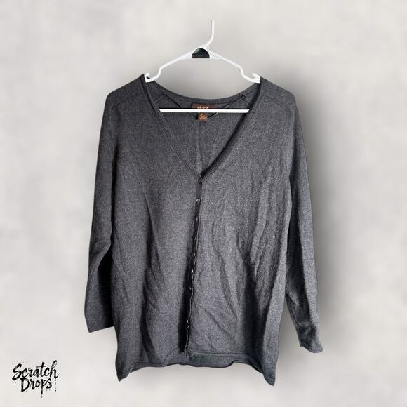 Victor Cardigan Sweater XL Women's Gray V Neck Button Front Long Sleeve Casual - Picture 1 of 4